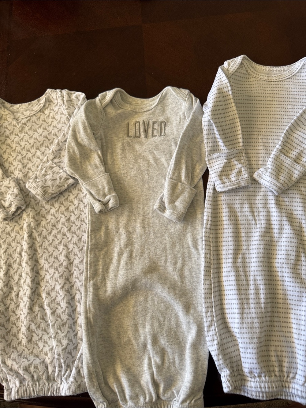 Loved Gray Baby One-Piece Gown - Soft Neutral Sleepwear